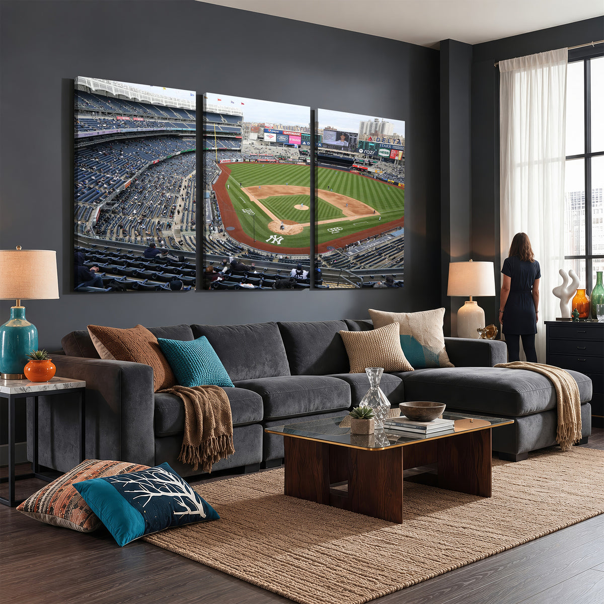 45784-MGV-CV-36X24 - New York Yankees Baseball Team Print, Yankee Stadium Wall Art Canvas Print