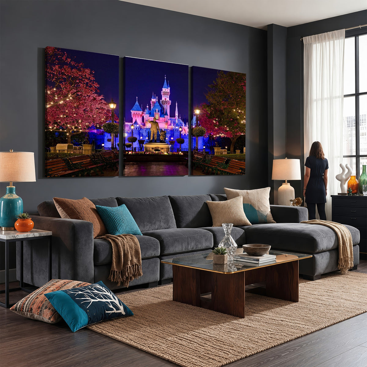 79435-MGV-CV-24X16 - Castle Large Wall Art, Disney Magic Kingdom Kids Room Decor and Christmas Gift