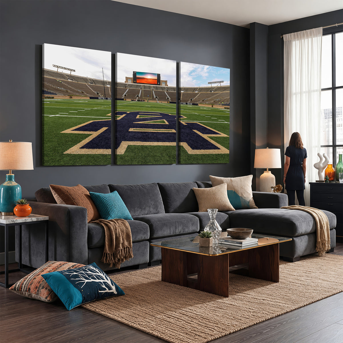 52835-MGV-CV-36X24 - Notre Dame Stadium Giclee Canvas Print | Triptych Wall Art Featuring Iconic Notre Dame Football