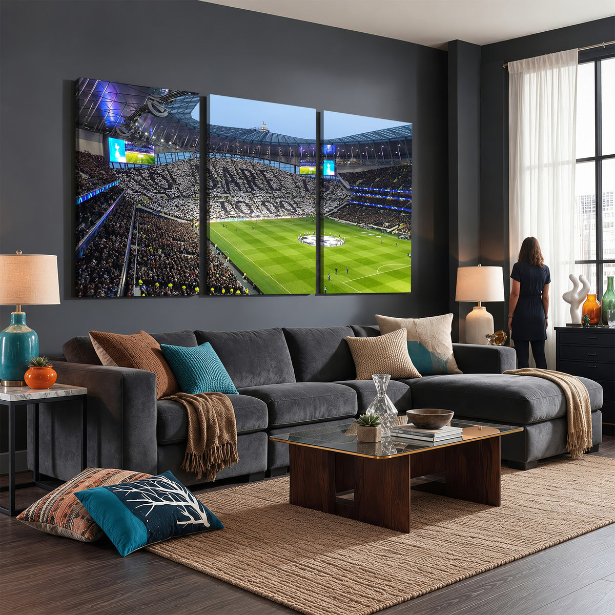 38765-MGV-CV-36X24 - Tottenham Hotspur Stadium Canvas Print, Match Day Triple Canvas Wall Art