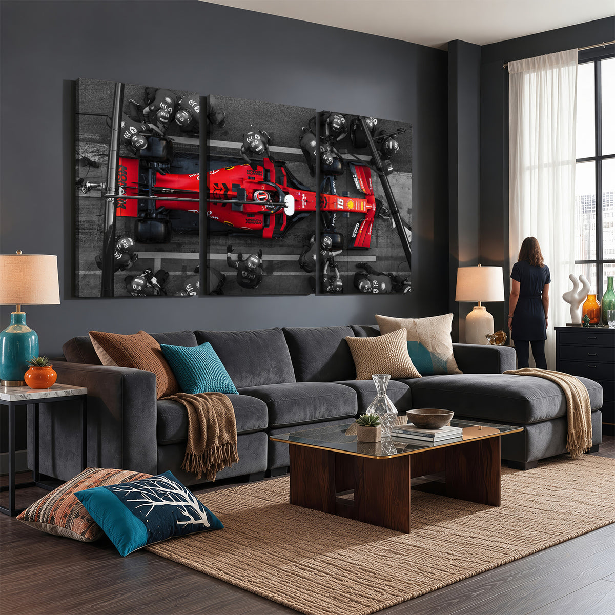 99356-MGV-CV-36X24 - Ferrari Pit Stop Canvas Wall Art | Precision and Speed