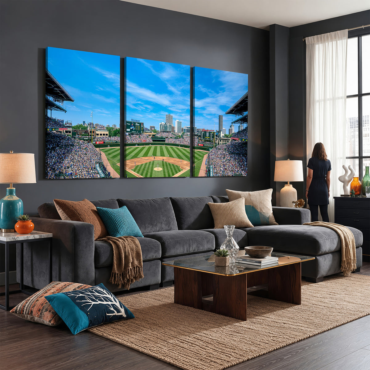 32373-MGV-CV-36X24 - Wrigley Field Chicago Cubs Panoramic Art Multi-Piece Canvas