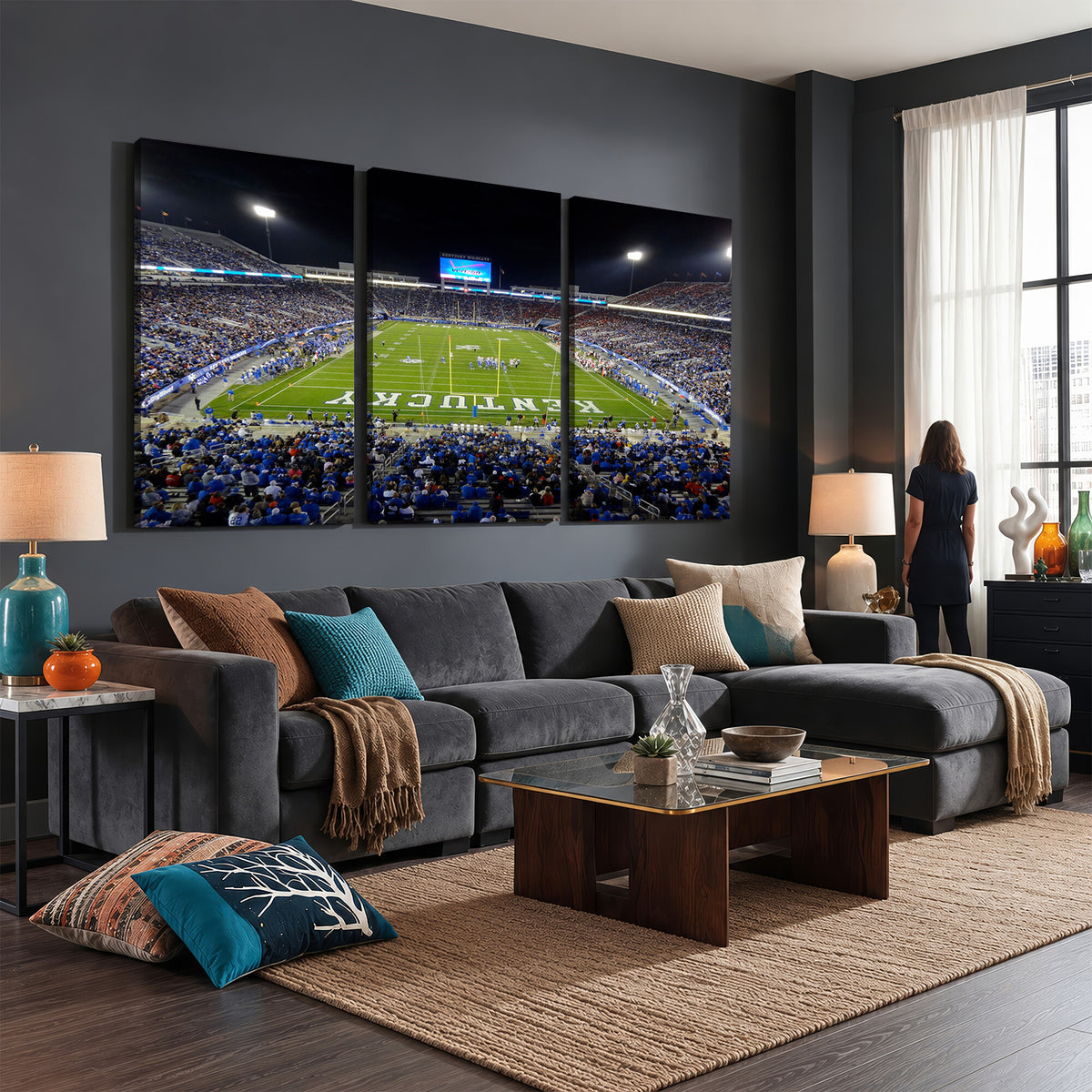14304-MGV-CV-36X24 - Kroger Field Canvas Wall Art, Kentucky Stadium Wall Art, Framed and Ready to Hang