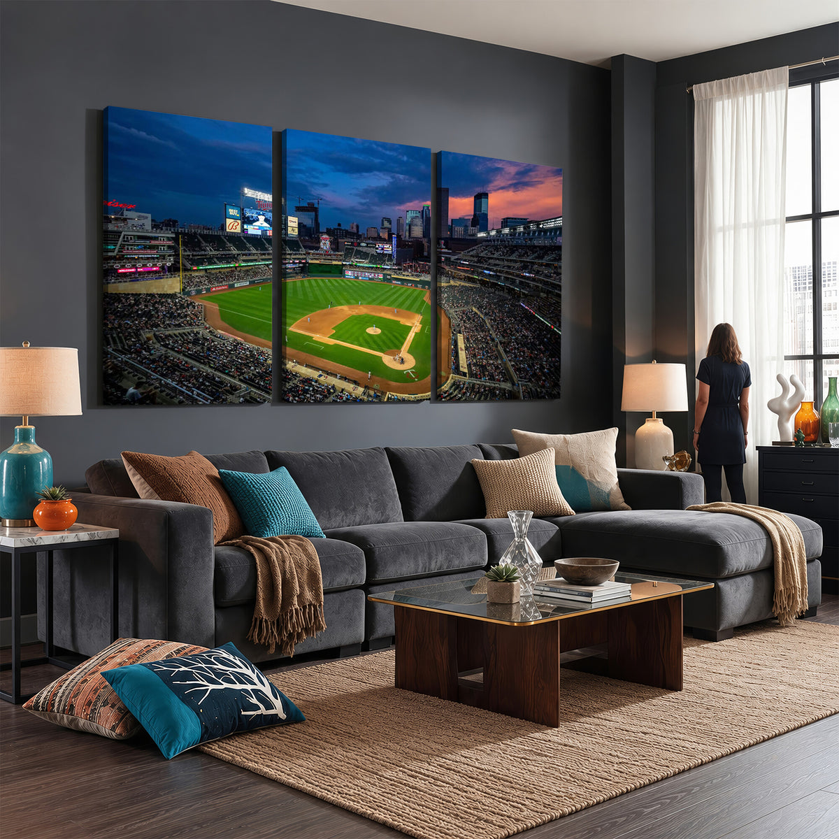 68222753-MGV-CV-36X24 - Target Field Wall Art Canvas Print, Baseball Stadium Scene