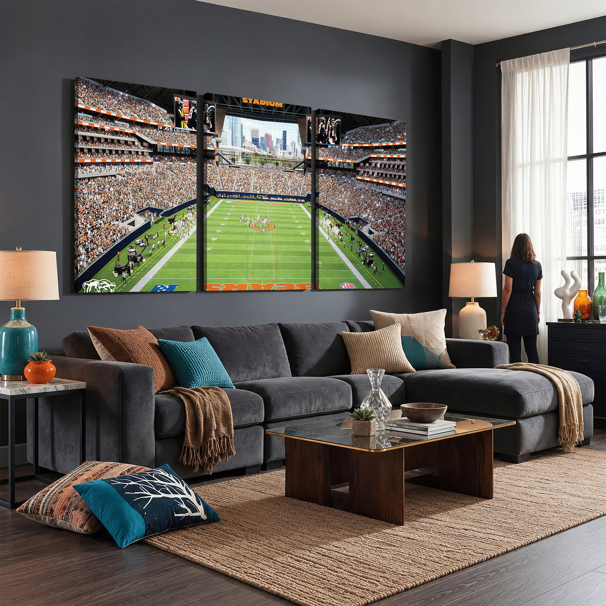 76935553-PAN-FL-20X10 - Chicago Bears Soldiers Field Wall Art Canvas Print, Home Office Wall Decor