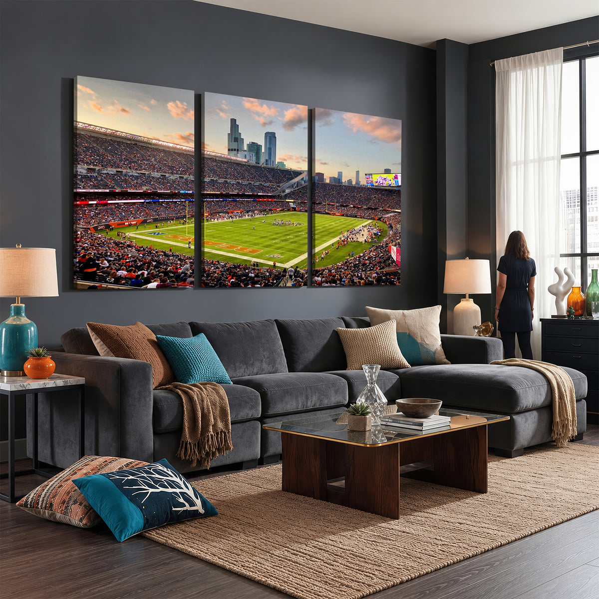 55377093-PAN-FL-20X10 - Chicago Bears Soldiers Field Wall Art Canvas Print, Man Cave Wall Decor