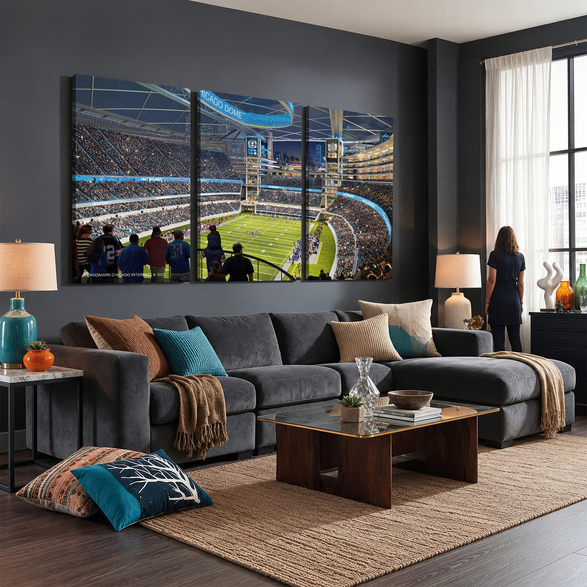 41816511-MGV-CV-36X24 - Chicago Dome Stadium Wall Art Canvas Print, Framed Modern Decor