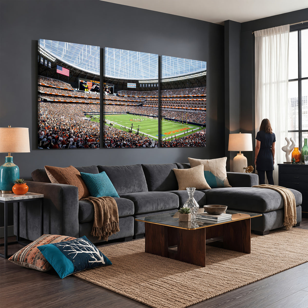 32530647-PAN-FL-20X10 - Chicago Bears Soldiers Field Wall Art Canvas Print, Framed and Ready to Hang