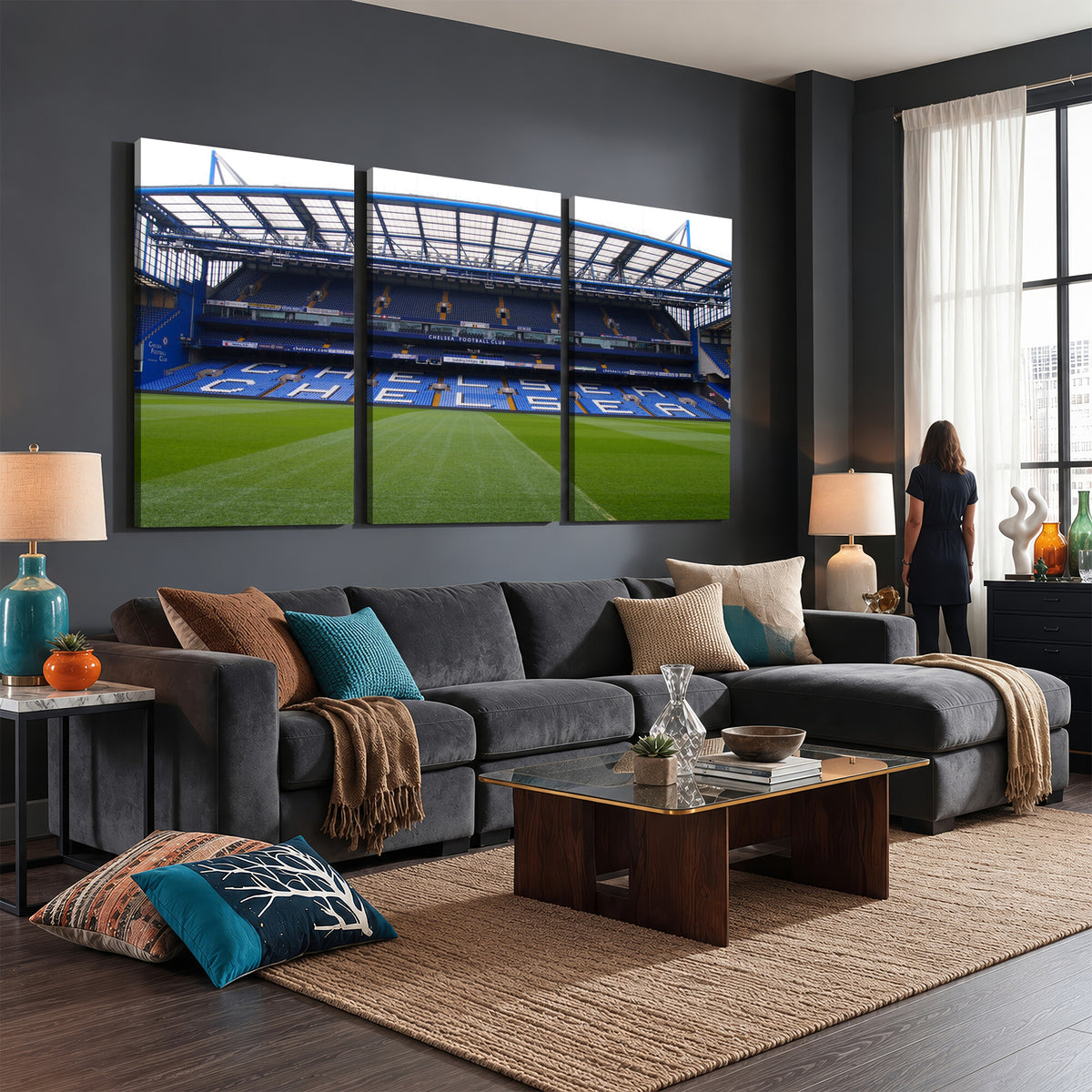 38616413CHELSA-MGV-CV-36X24 - Stamford Bridge Chelsea Football Stadium Canvas Wall Art