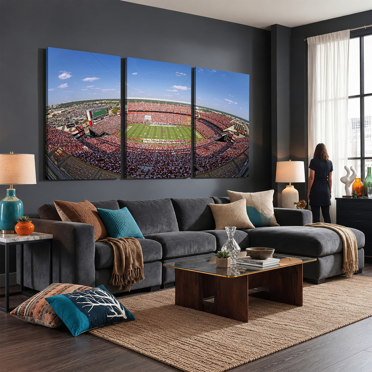 29492070-MGV-CV-36X24 - William Brice Stadium Wall Art Canvas Print, Stadium Crowd on Football Game Day