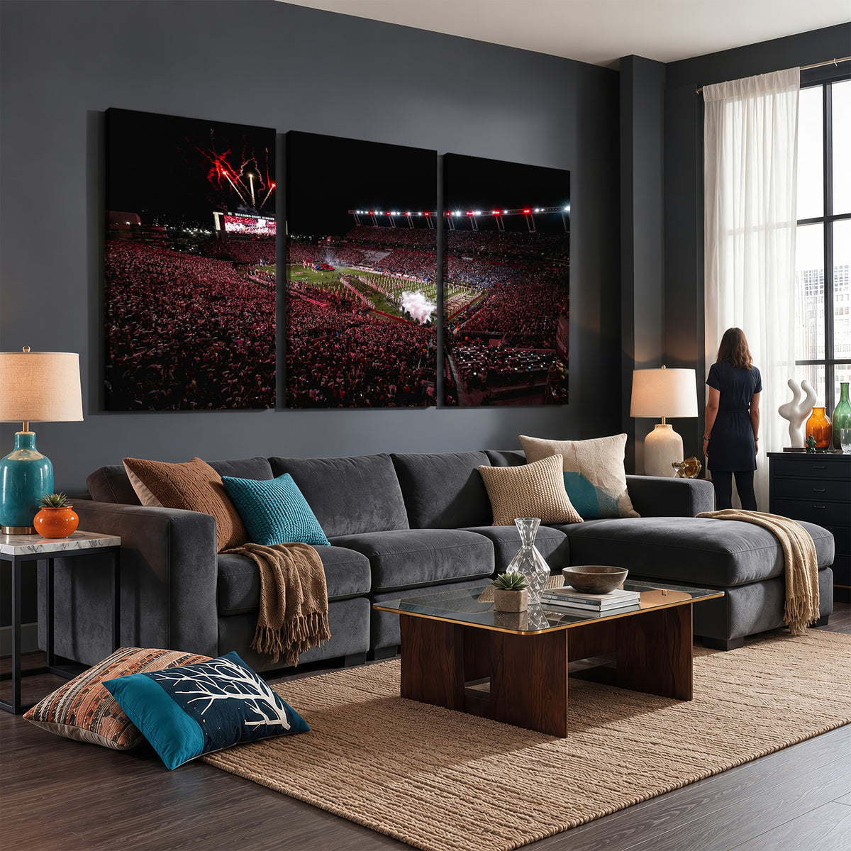 60690191-MGV-CV-36X24 - William Brice Stadium Wall Art Print, Baseball Game Room