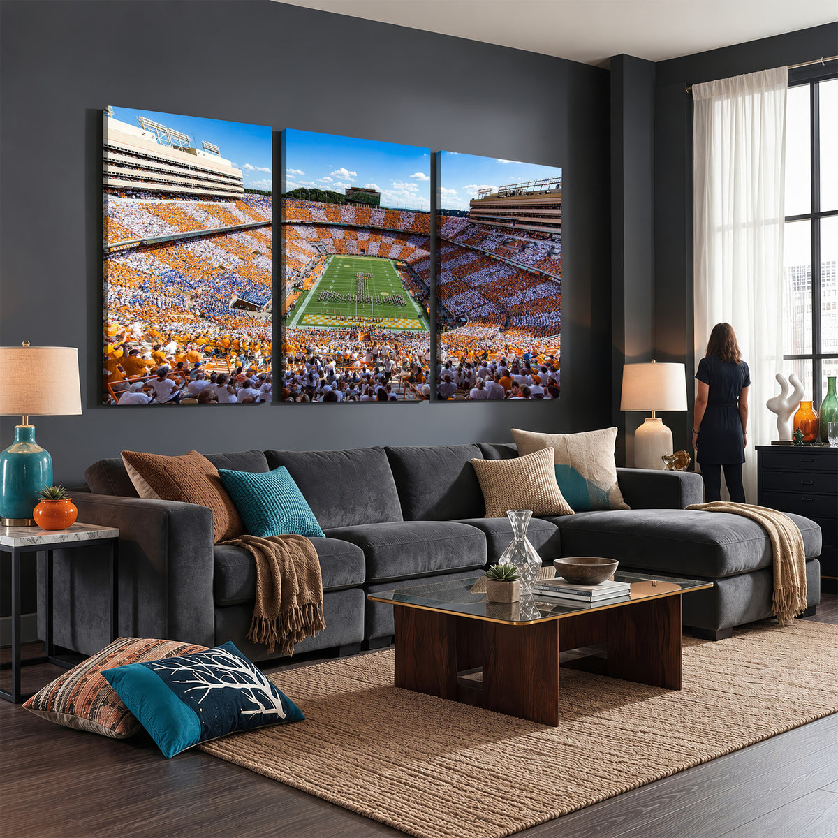77097951-MGV-CV-36X24 - Tennessee Neyland Stadium Wall Art, Sports Arena Canvas, Extra Large Game Room Wall Decor
