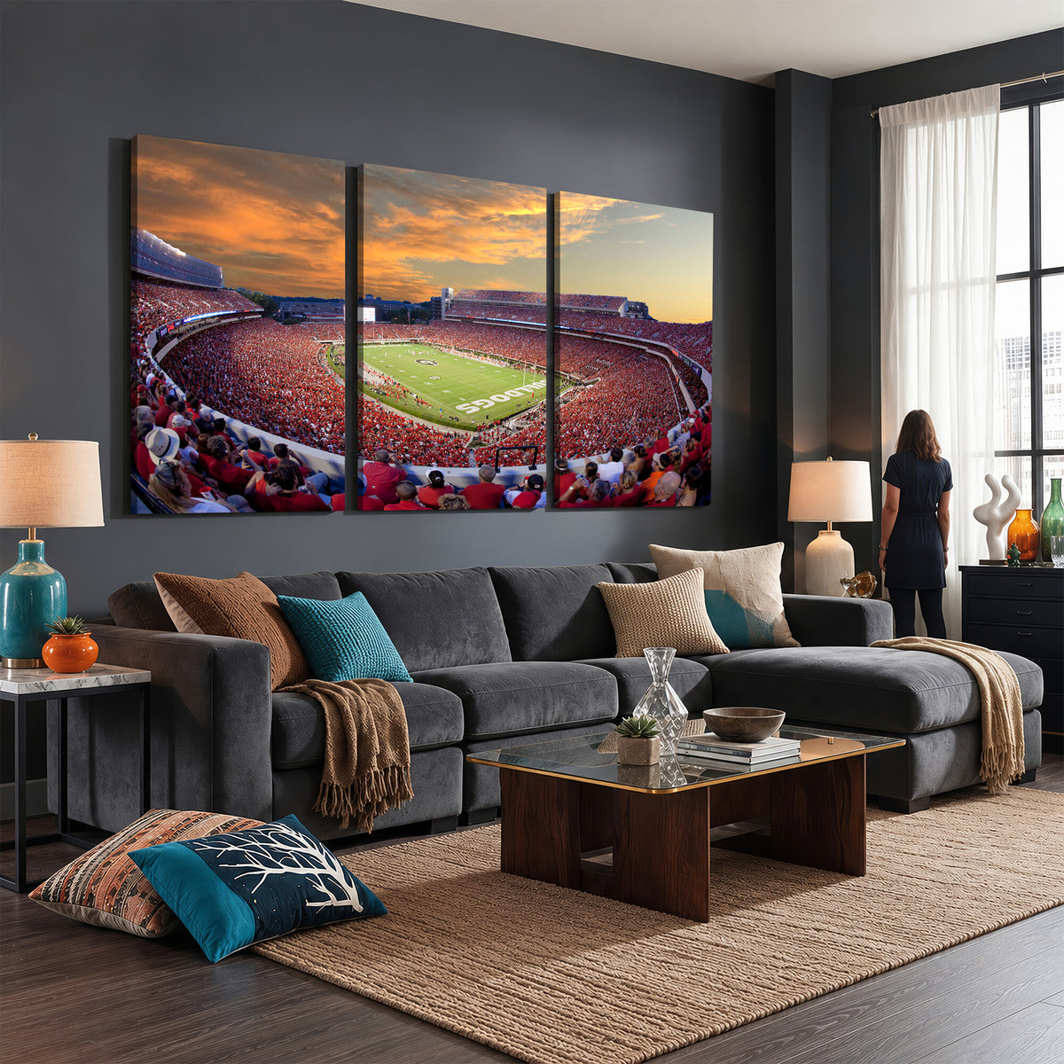 73680988-MGV-CV-36X24 - Dooley Stadium Wall Art, Sports Arena Canvas Print, Dooley Field, Framed and Ready to Hang