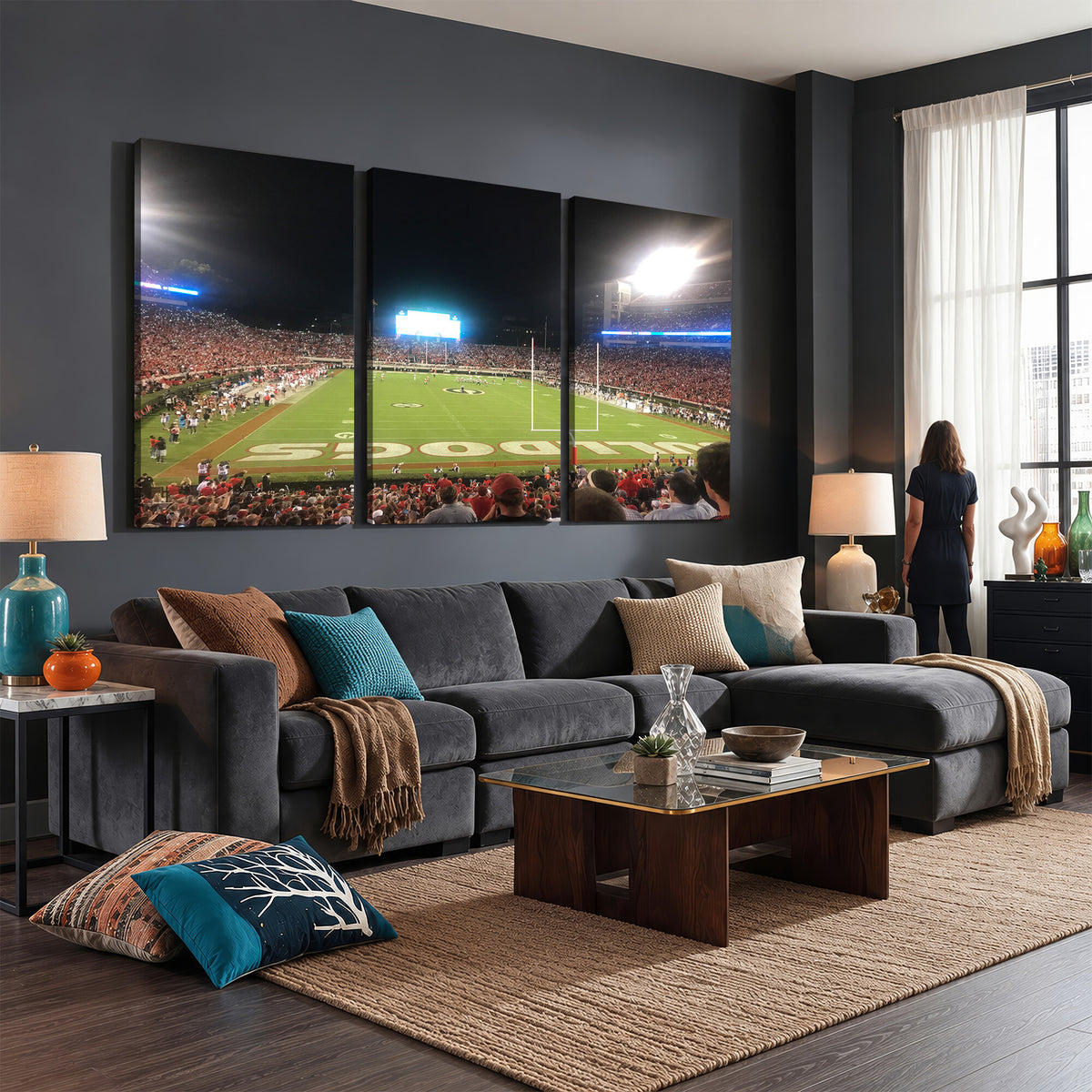 16230786-MGV-CV-36X24 - Dooley Stadium Wall Art, Sports Arena Panoramic Canvas Print, Modern Stadium Landscape Artwork for Home, Office