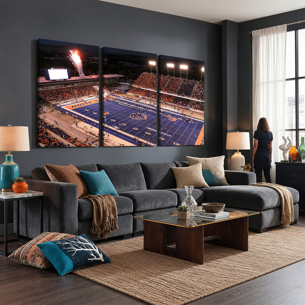 58849575-MGV-CV-36X24 - Boise State Stadium Large Wall Art Canvas Print for Living Room and Game Room Decor