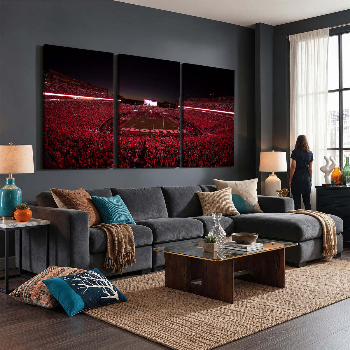76277124-MGV-CV-36X24 - Sanford Stadium Wall Art Canvas Print – Georgia Bulldogs Football Artwork Print for Home, Office, and Sports Room Decor