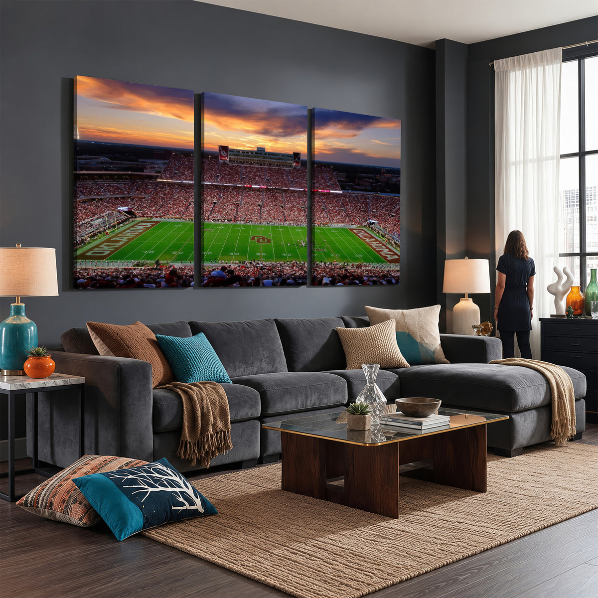 51457497-MGV-CV-36X24 - Oklahoma Sooners Stadium Wall Art Canvas Print, College Football Decor