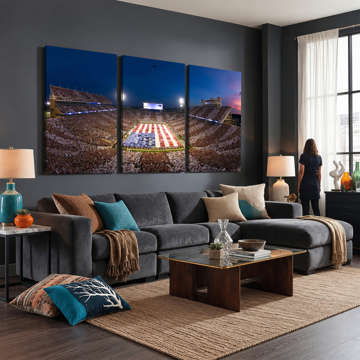 12979182-MGV-CV-36X24 - Oklahoma Sooners Memorial Stadium Wall Art Canvas Print