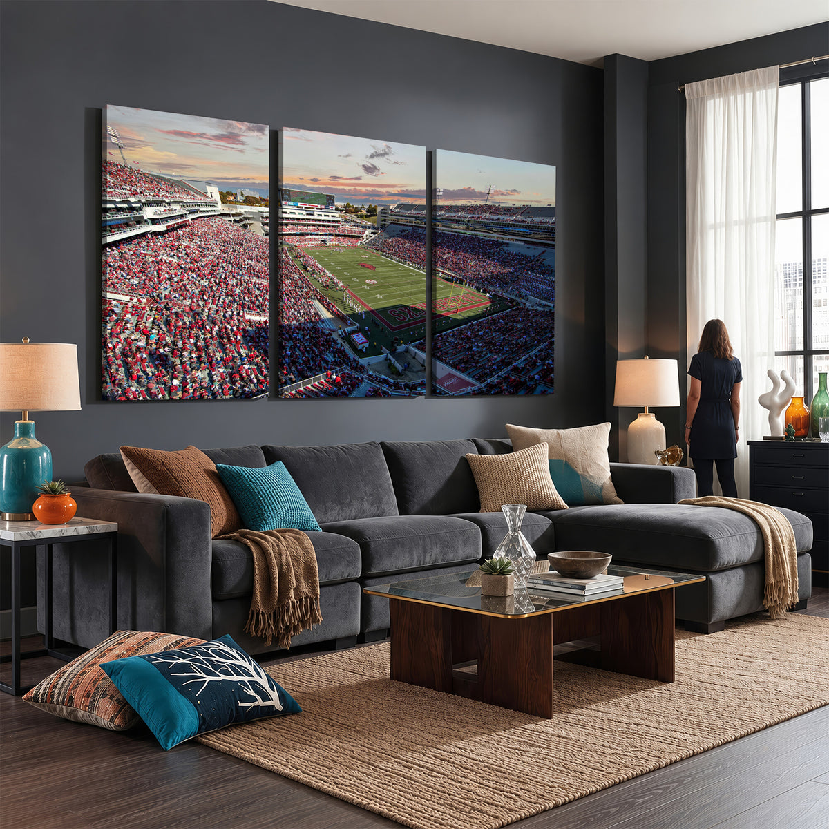 46571211-MGV-CV-36X24 - Donald W. Reynolds Razorback Stadium Wall Art Canvas Print – Arkansas Razorbacks Football Artwork for Home, Office, and Sports Room Decor