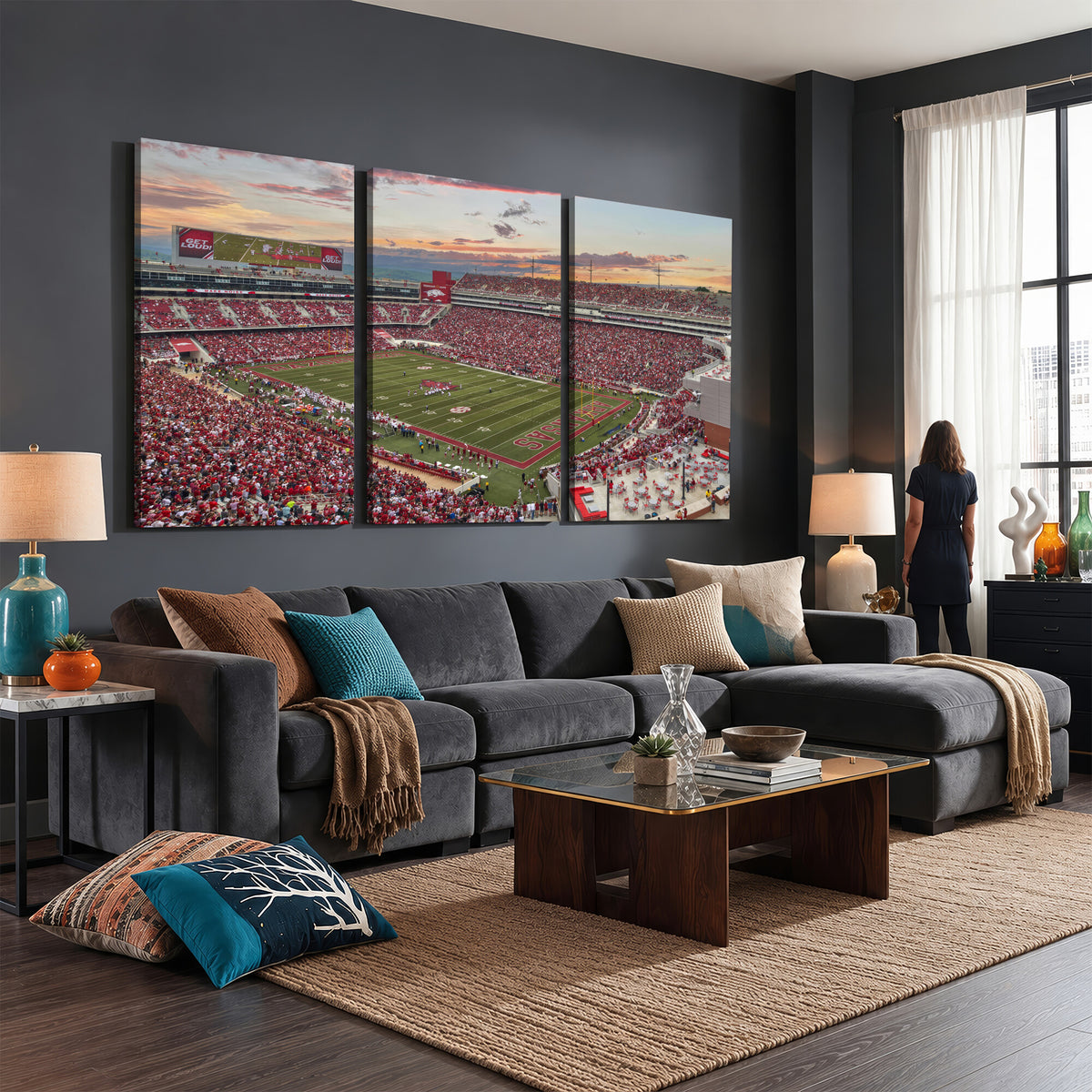 82233065-MGV-CV-36X24 - Donald W. Reynolds Razorback Stadium Wall Art Canvas Print – Arkansas Razorbacks Football Artwork for Home, Office, and Sports Room Decor