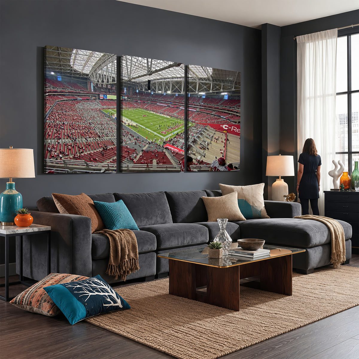 30579717-MGV-CV-36X24 - State Farm Stadium Canvas Wall Art, Arizona Cardinals Football Stadium Print, Glendale NFL Arena Panorama Artwork