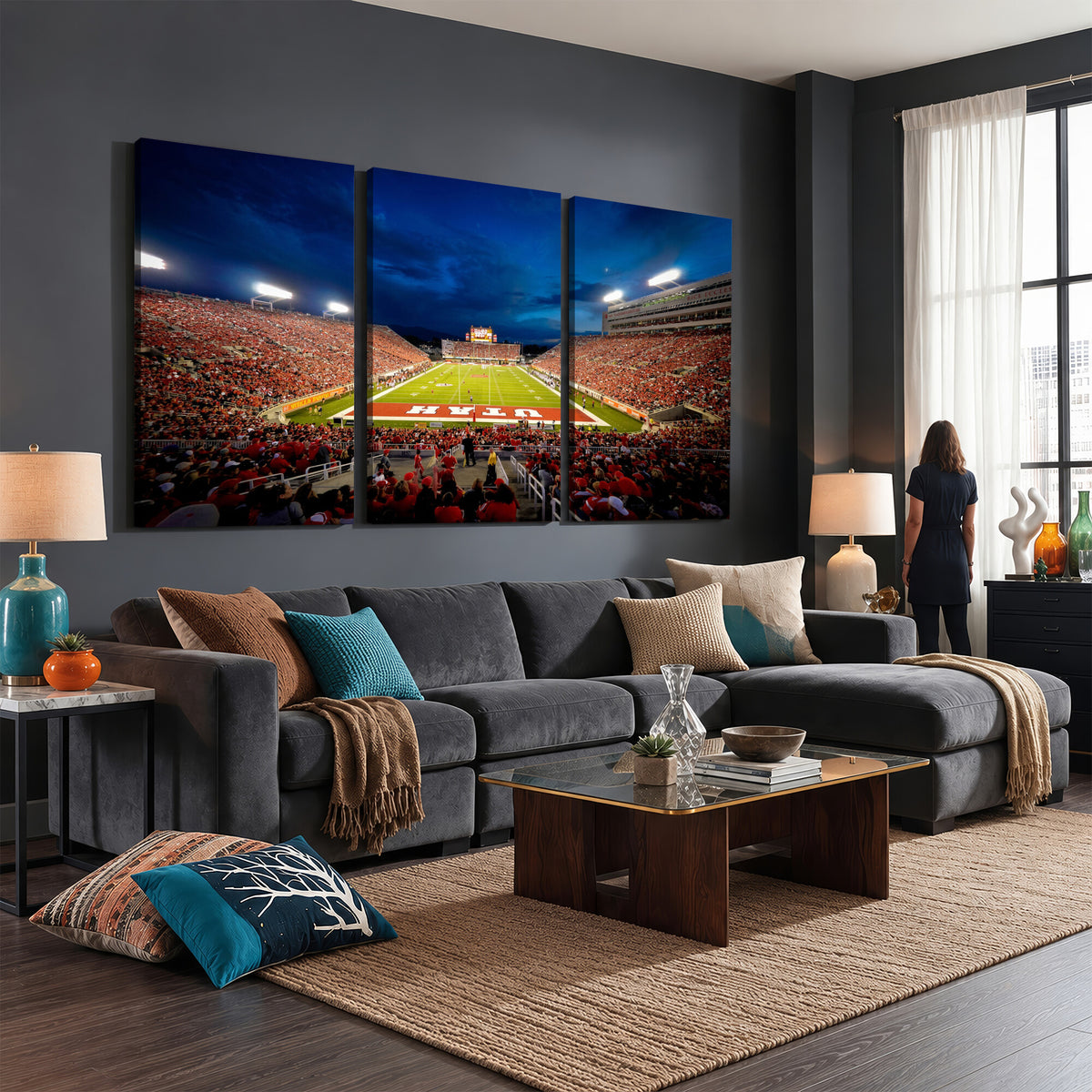 74019251-MGV-CV-36X24 - Rice-Eccles Stadium Wall Art Canvas Print - Utah Salt Lake City Stadium Print