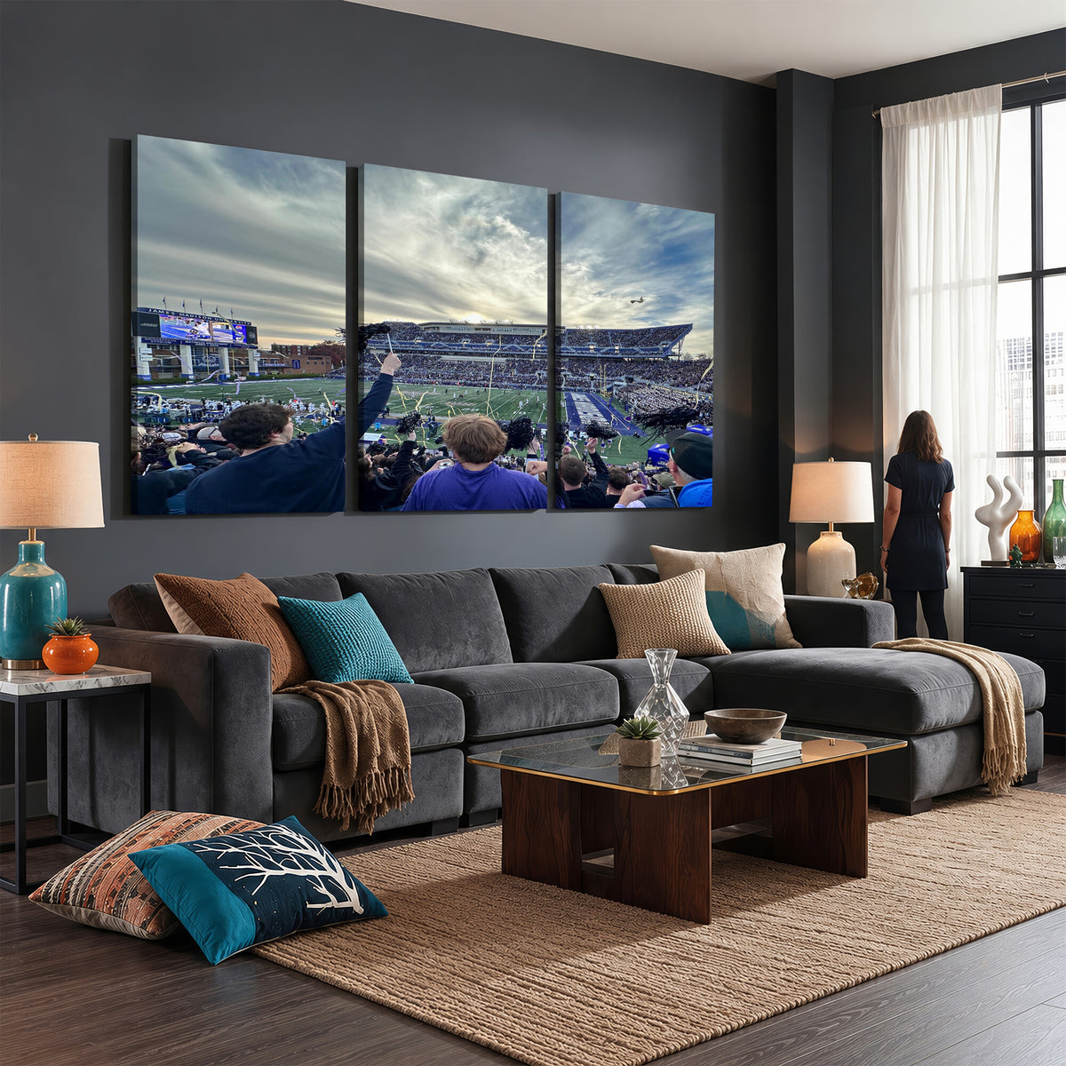 400867JMU-MGV-CV-36X24 - JMU Stadium Wall Art Canvas Print for Game Room Decor - James Madison University Stadium
