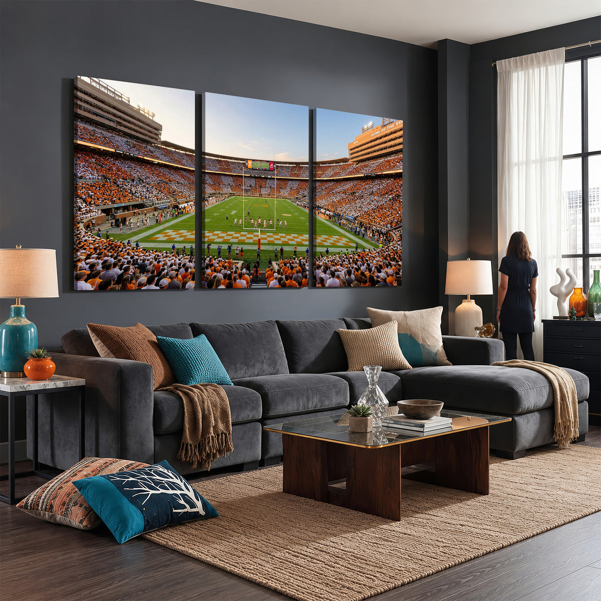 74509135-MGV-CV-36X24 - Framed Neyland Stadium Wall Art Canvas Print, Tennessee Volunteers Wall Decor