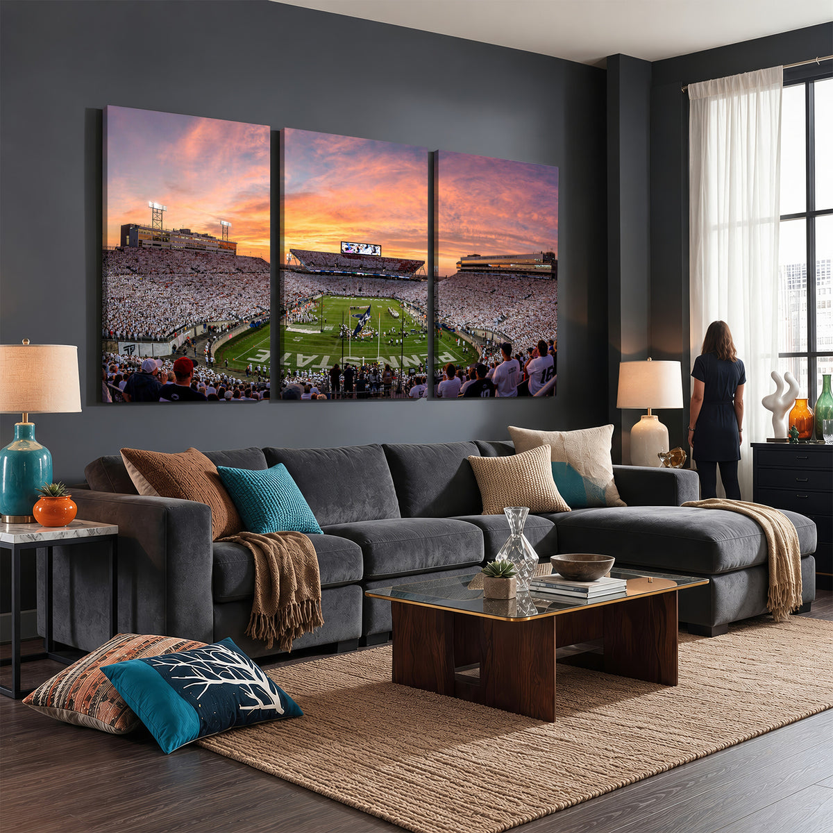 53161432-MGV-CV-36X24 - Framed Beaver Stadium Wall Art Canvas Print, Penn State Nittany Lions Wall Decor