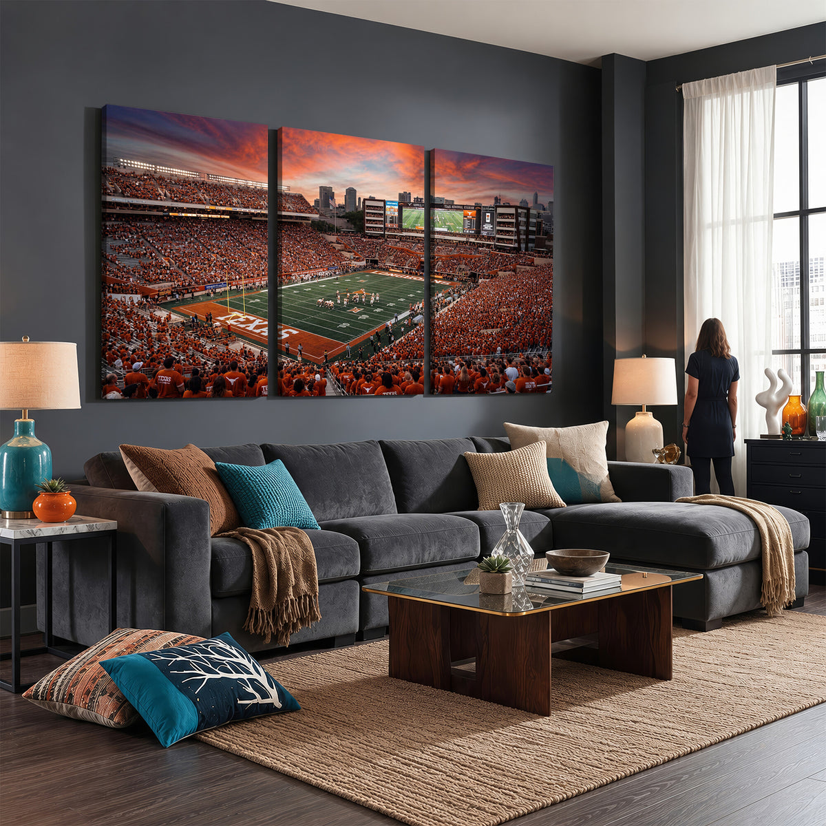 68564193-MGV-CV-36X24 - Darrell K Royal Texas Memorial Stadium Wall Art Canvas Print, Texas Longhorns Stadium Decor