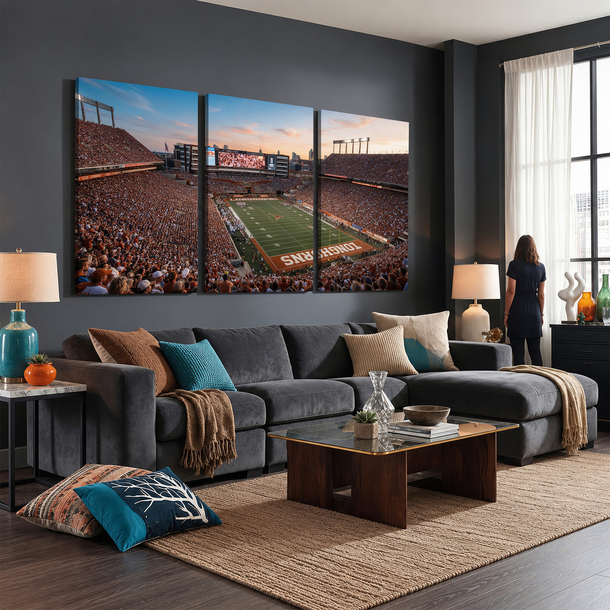 41187139-MGV-CV-36X24 - Texas Memorial Stadium Canvas Wall Art, Austin College Football Print for Sports Den Decor