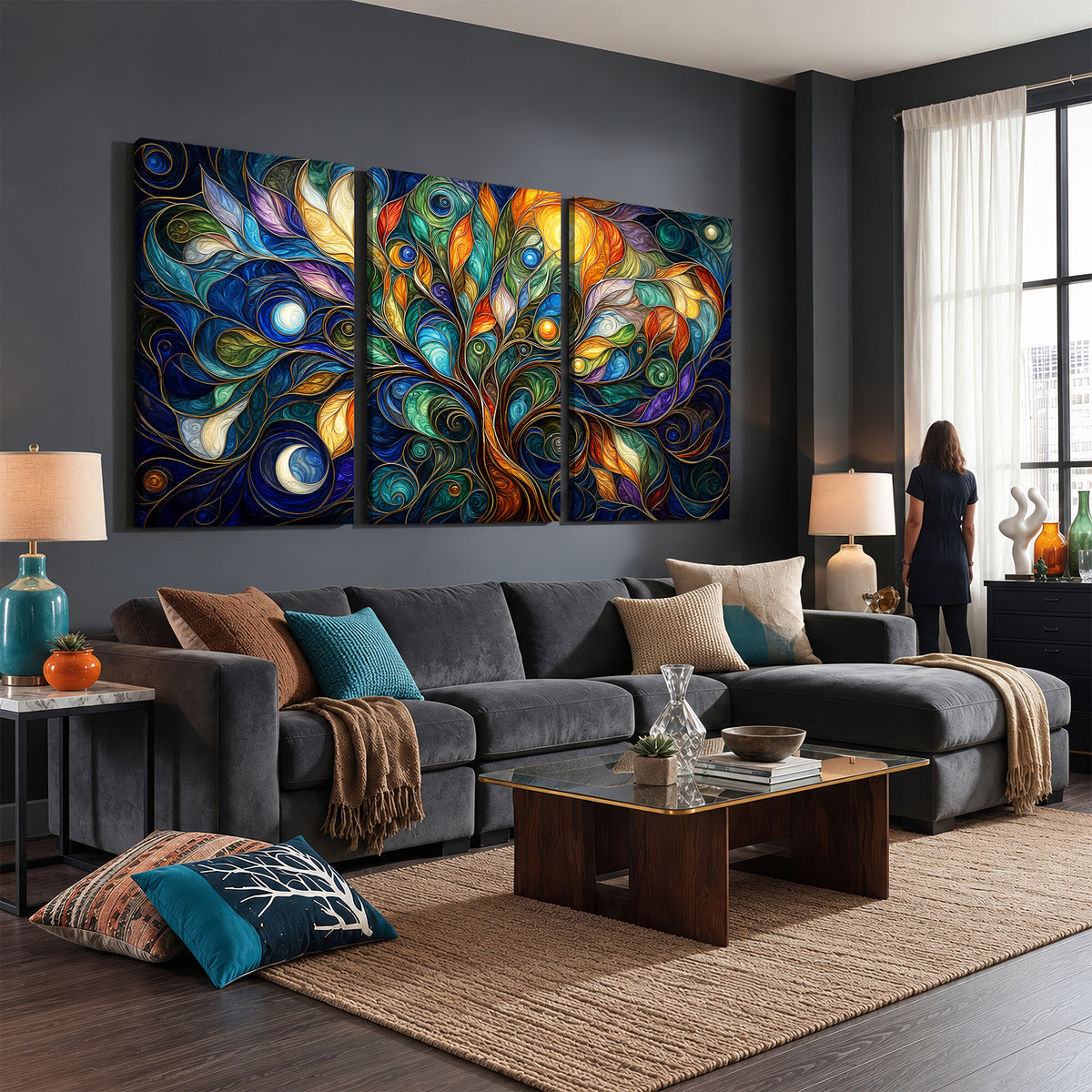 60127105-MGV-CV-36X24 - Psychedelic Tree Of Life Wall Art - Vibrant Swirl Cosmic Nature Decor