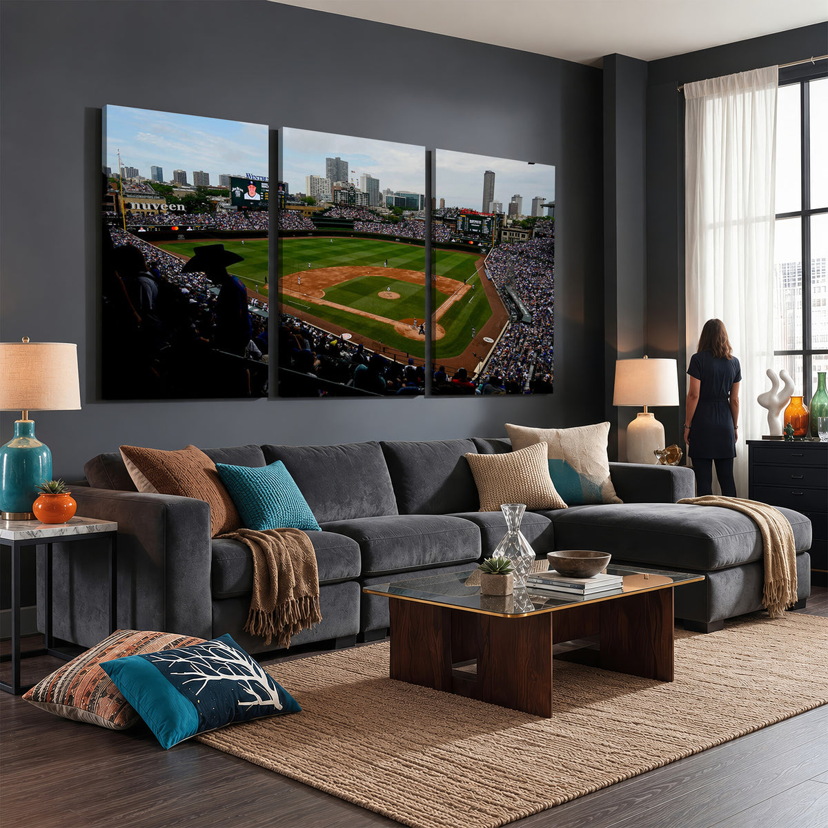 34859D-MGV-CV-36X24 - Chicago Cubs Baseball Team Print - Wrigley Field Stadium