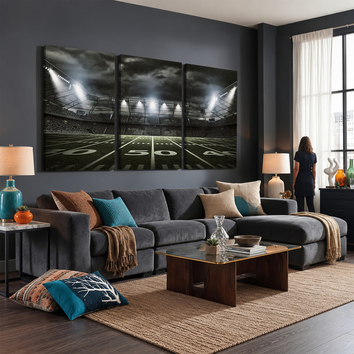 90107-MGV-CV-36X24 - American Football Stadium Wall Art Canvas Print, Stadium Sport Wall Art Print