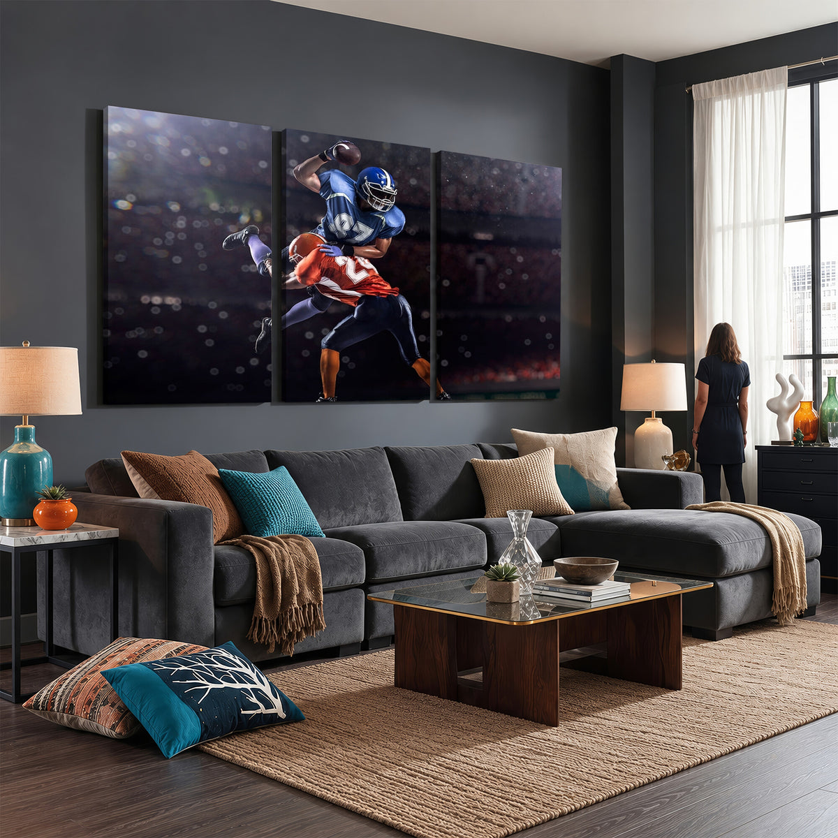 76491-MGV-CV-36X24 - American Football Wall Art Canvas Print, Stadium Sport Wall Art Print