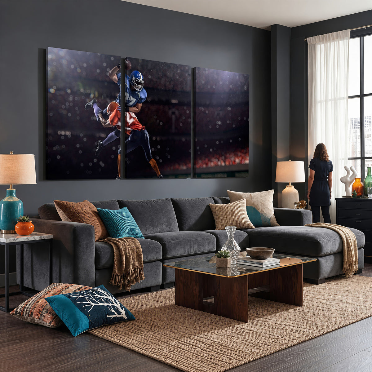 68009-MGV-CV-36X24 - American Football Wall Art Canvas Print, Stadium Sport Wall Art Print