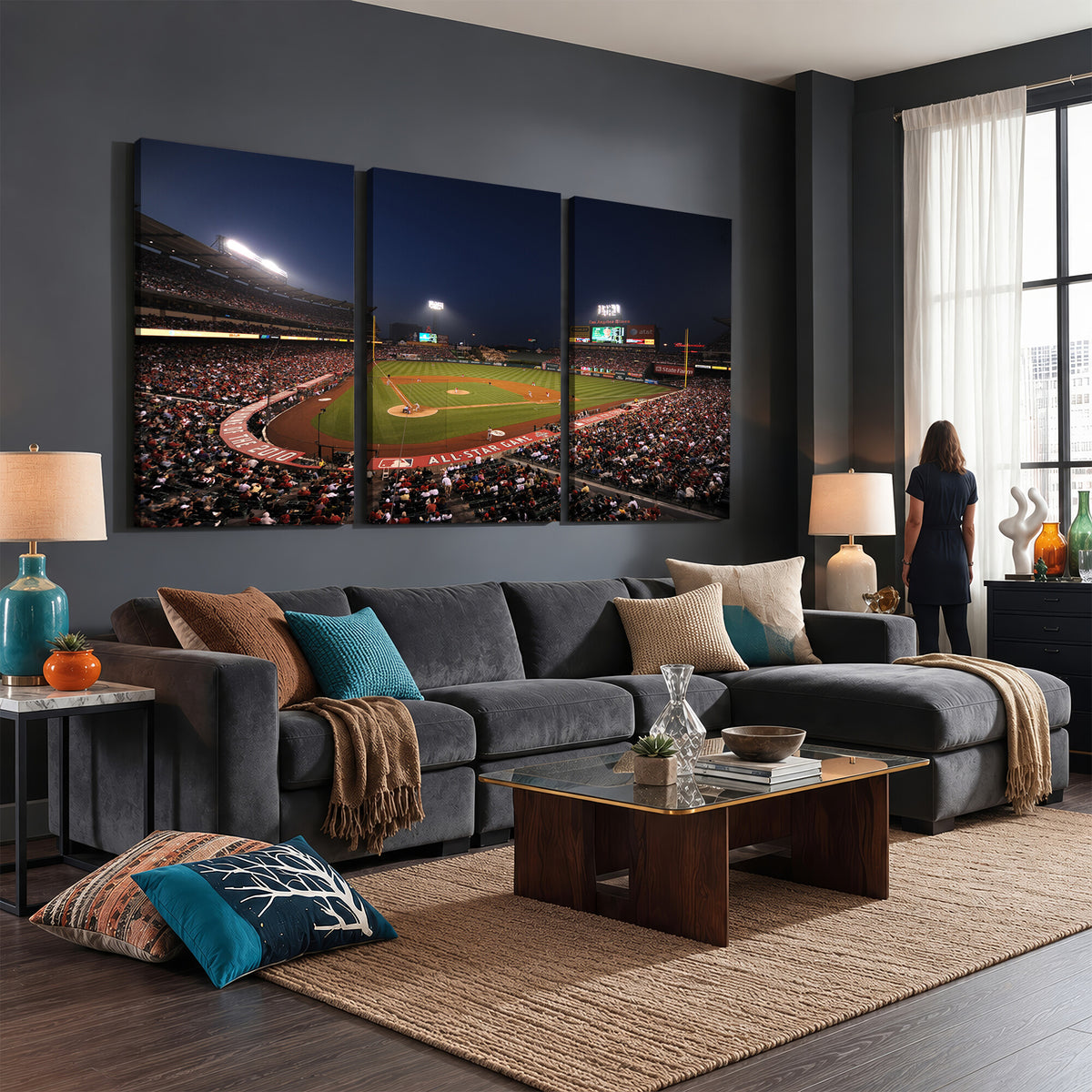 88896-MGV-CV-36X24 - Los Angeles Angels Baseball Team Print, Anaheim Angel Stadium Wall Art