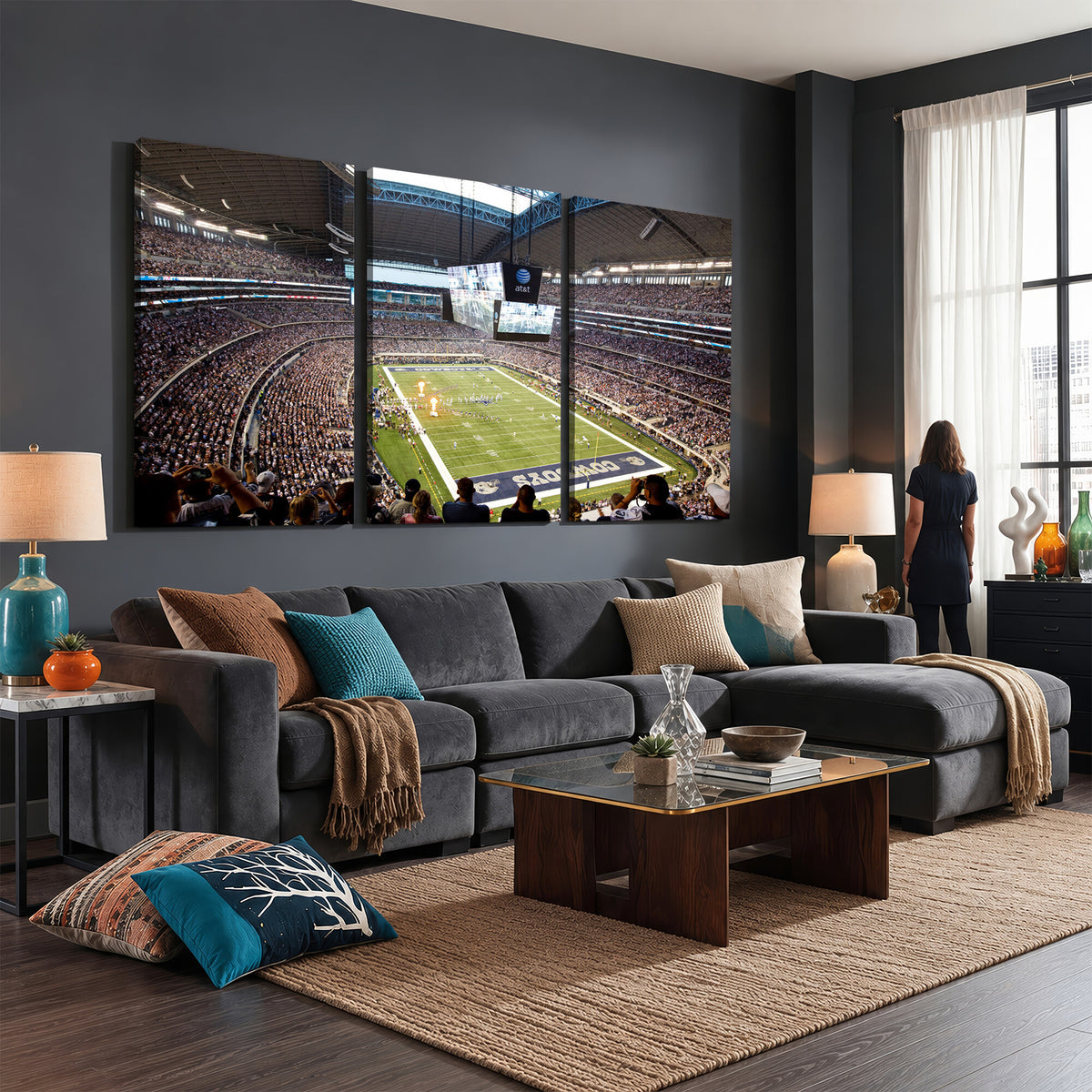 82096-MGV-CV-36X24 - Dallas Cowboys Football Team Print - Arlington AT&T Stadium Wall Art Canvas Print