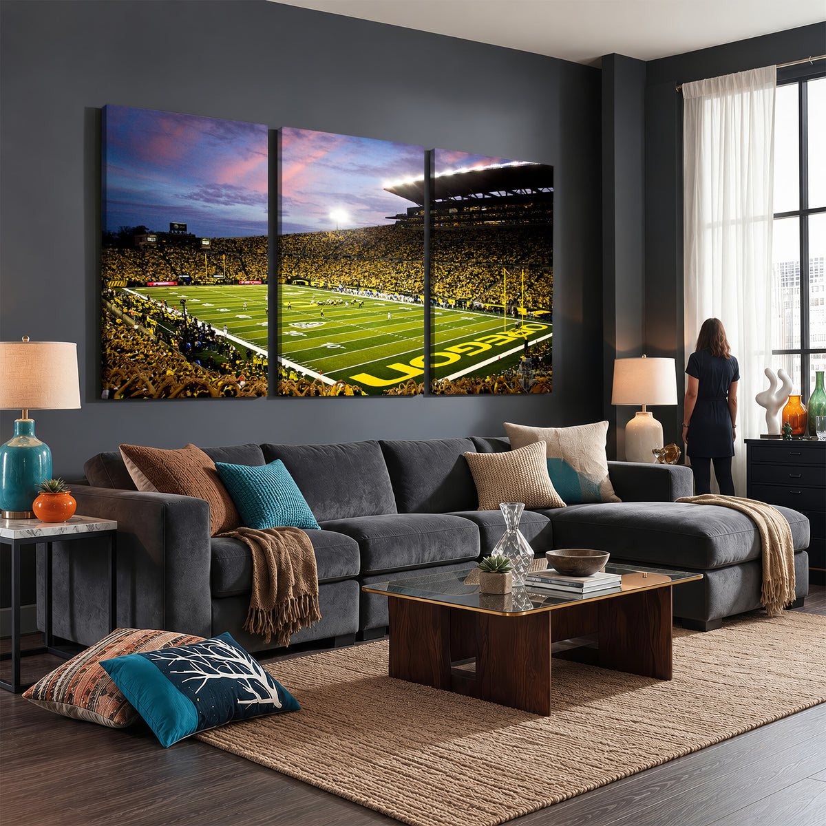 72017-MGV-CV-36X24 - University of Oregon Ducks Football Team Print, Eugene, Framed and Ready to Hang