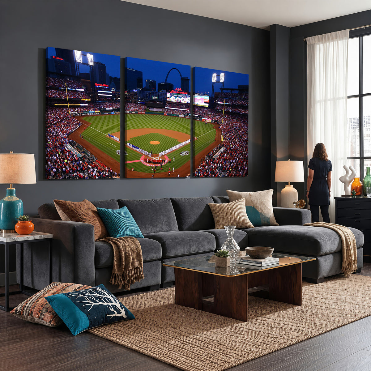 11925-MGV-CV-36X24 - St. Louis Cardinals Baseball Team Print, Busch Stadium Wall Art