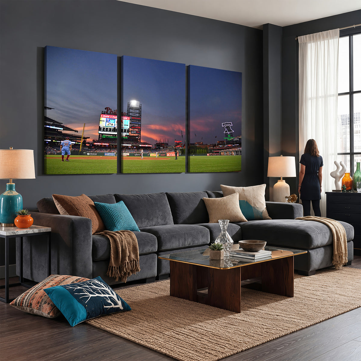 22594-MGV-CV-36X24 - Philadelphia Phillies Baseball Print - Philadelphia Citizens Bank Park Stadium Wall Art, Phillies