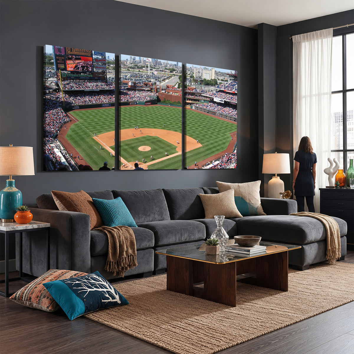 85755-MGV-CV-36X24 - Philadelphia Phillies Baseball Team Print - Philadelphia Citizens Bank Park Stadium Wall Art Canvas