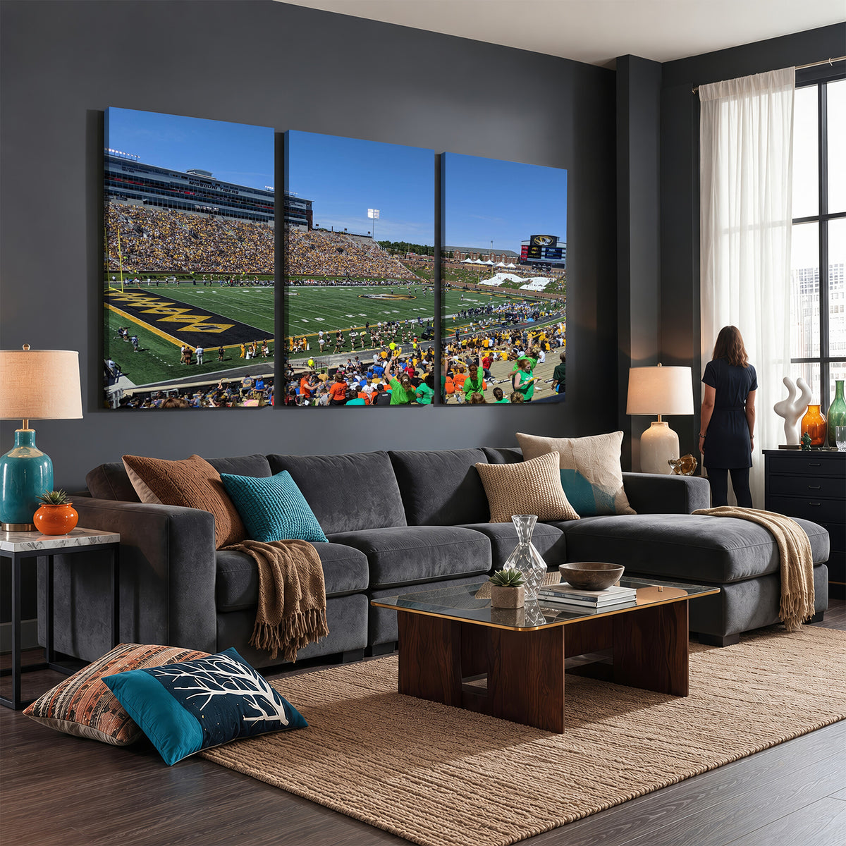 38399-MGV-CV-36X24 - University of Missouri Tigers Football Team Print, Columbia Faurot Field Memorial Stadium Wall Art