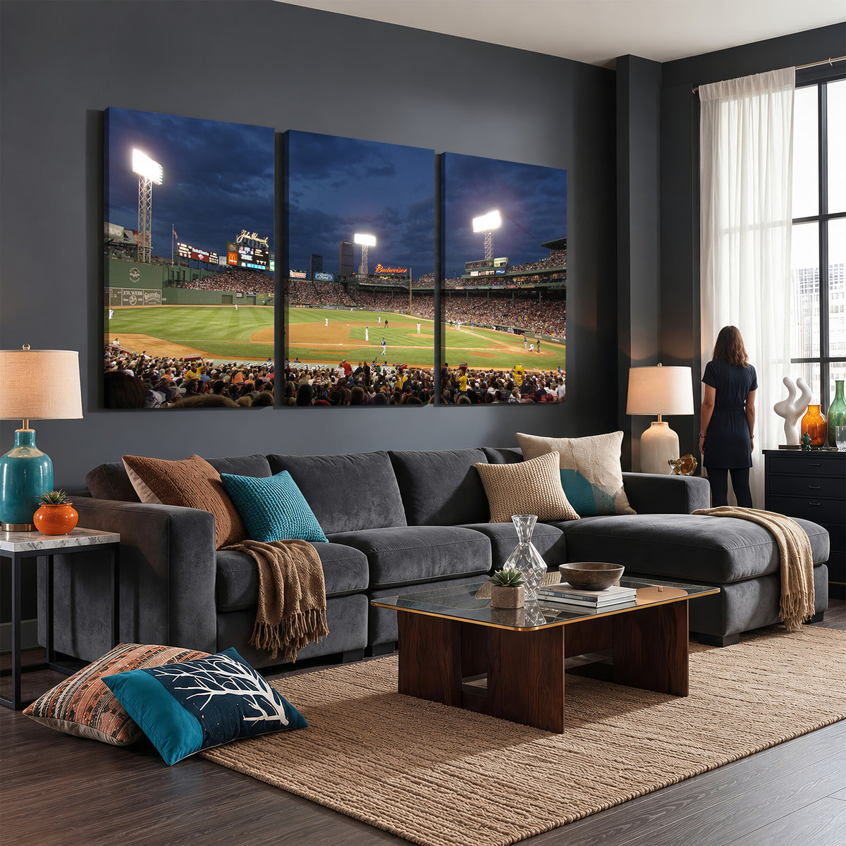 85099-MGV-CV-36X24 - Boston Red Sox Baseball Team Print Canvas, Massachusetts Fenway Park Stadium Wall Art
