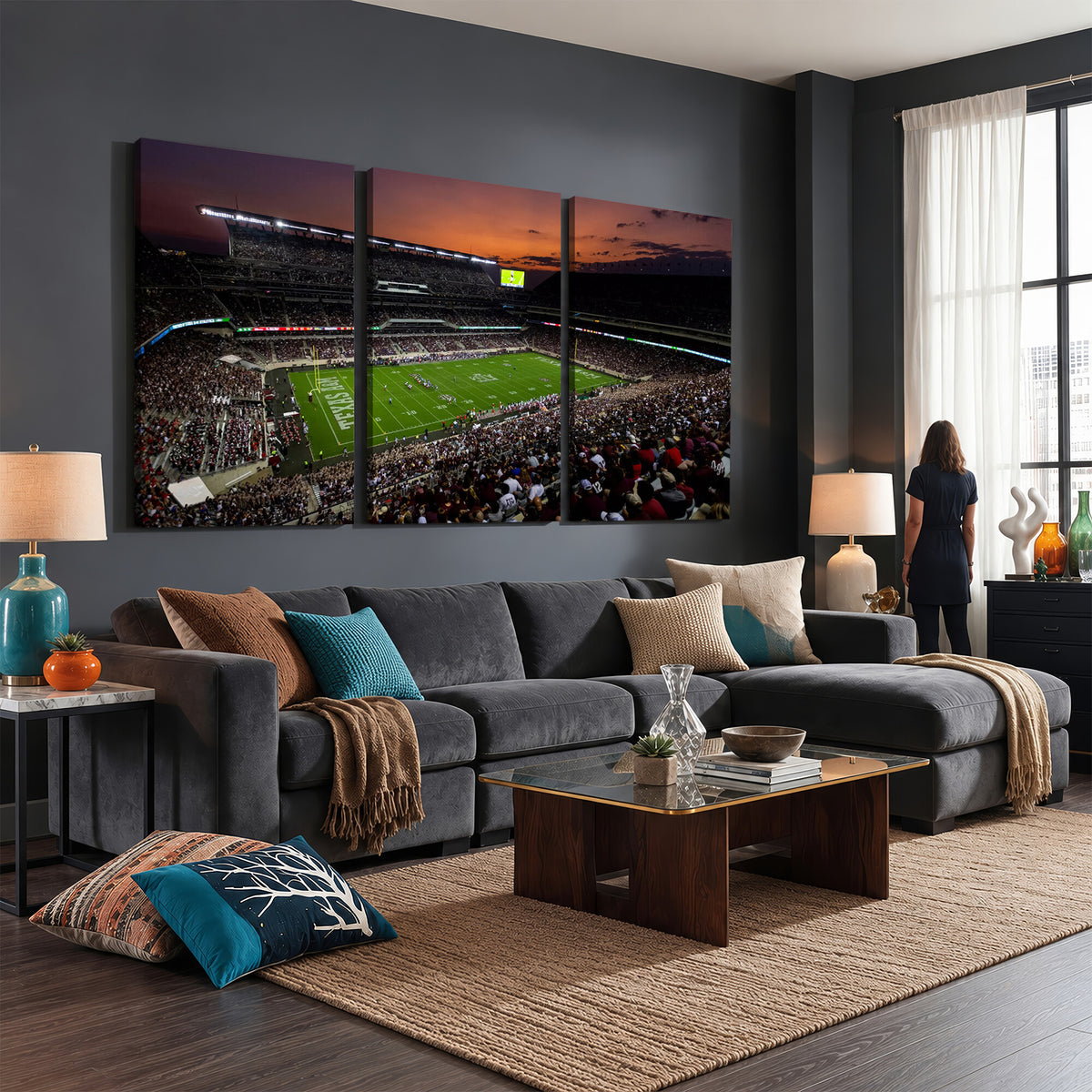 45603-MGV-CV-36X24 - Texas A&M University Aggies Football Team Print, College Station Kyle Field Stadium Wall Art