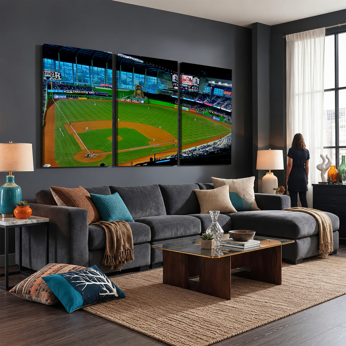 51207-MGV-CV-36X24 - Miami Marlins Baseball Team Print, Miami LoanDepot Park