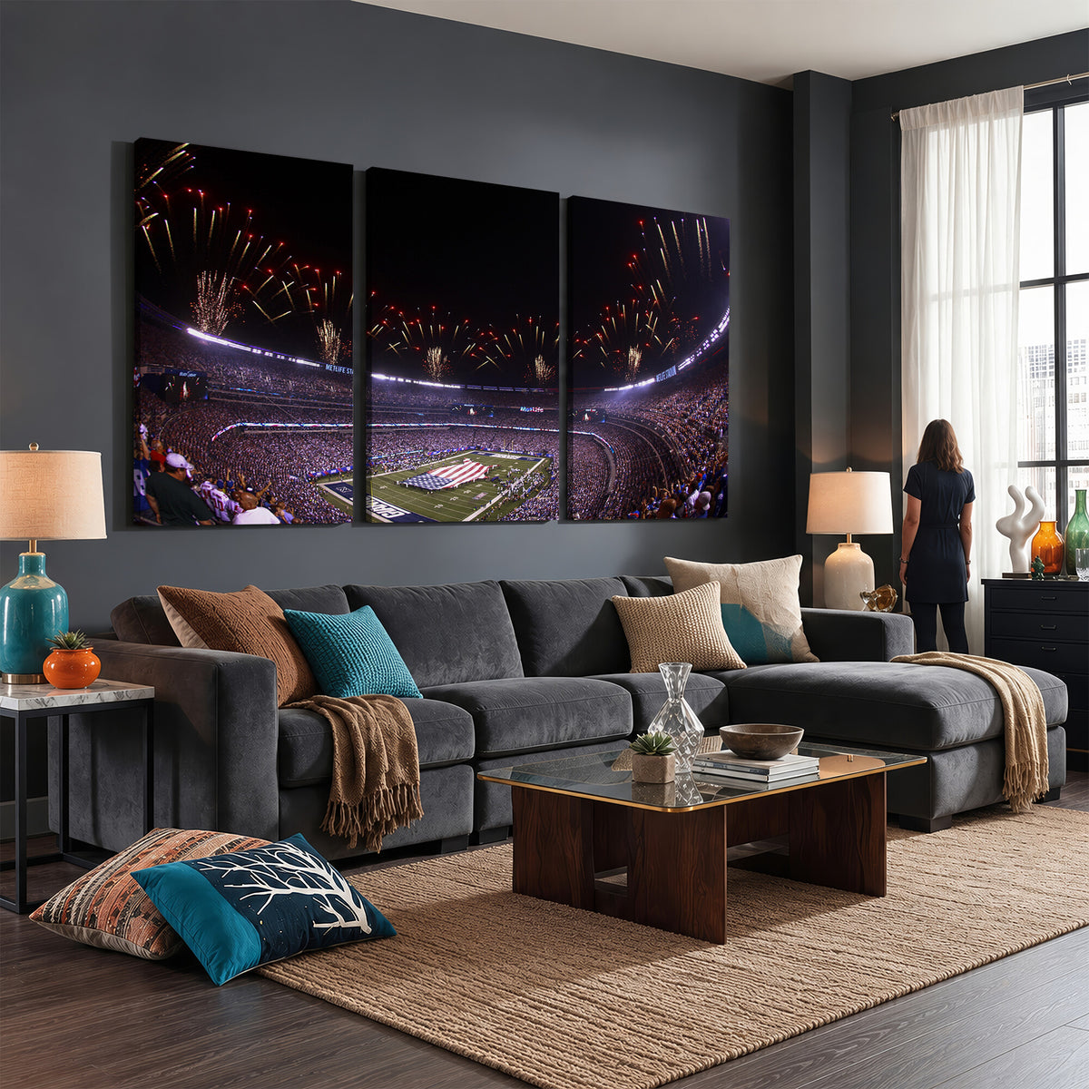 56360-MGV-CV-36X24 - New York Giants Football Team Print, East Rutherford MetLife Stadium Wall Art