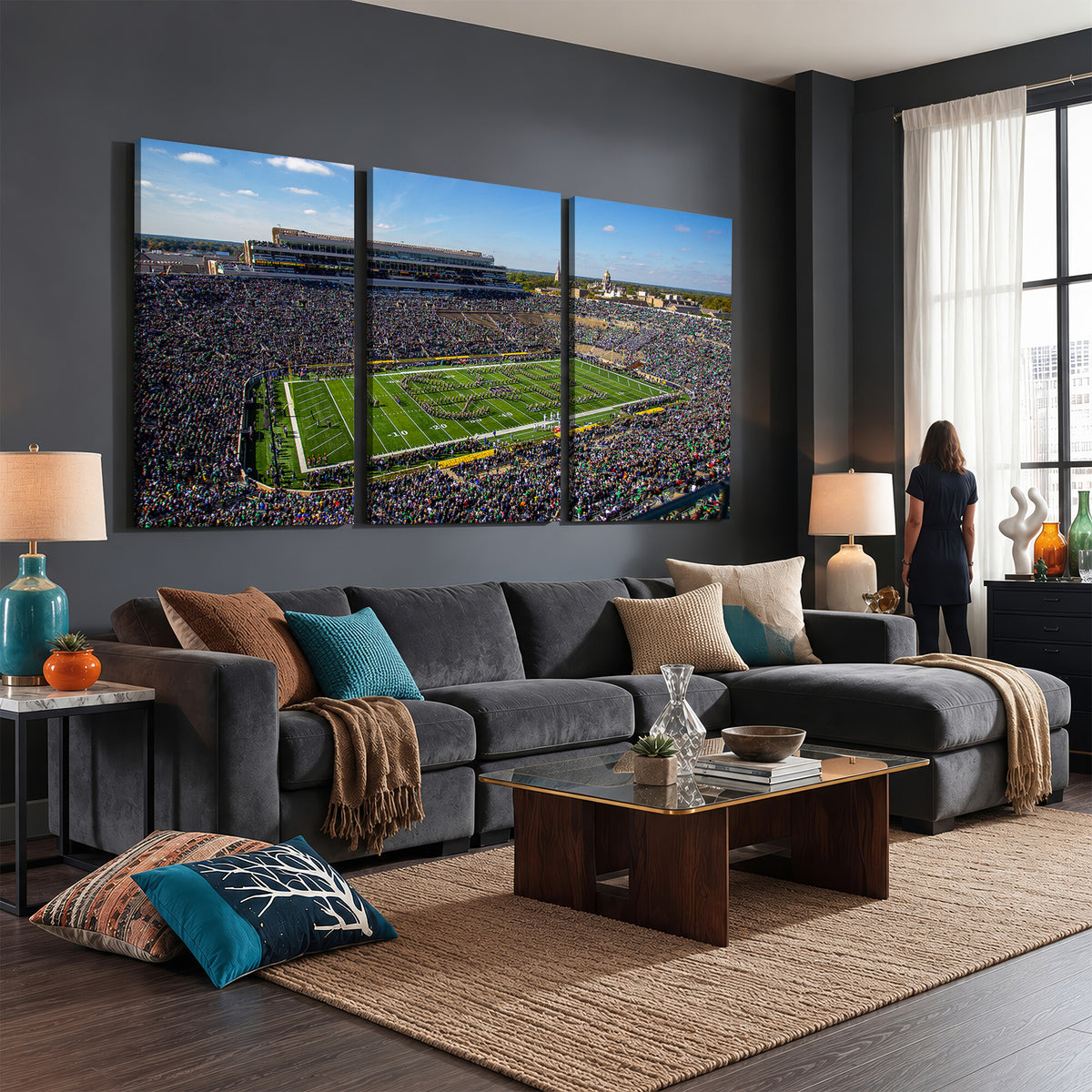 50114-MGV-CV-36X24 - Notre Dame Fighting Irish Football Team Print, Notre Dame Stadium Wall Art