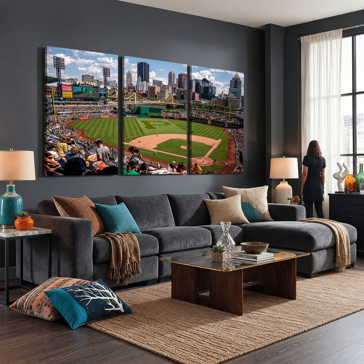 66872-MGV-CV-36X24 - Pittsburgh Pirates Baseball Team Print, PNC Park Stadium