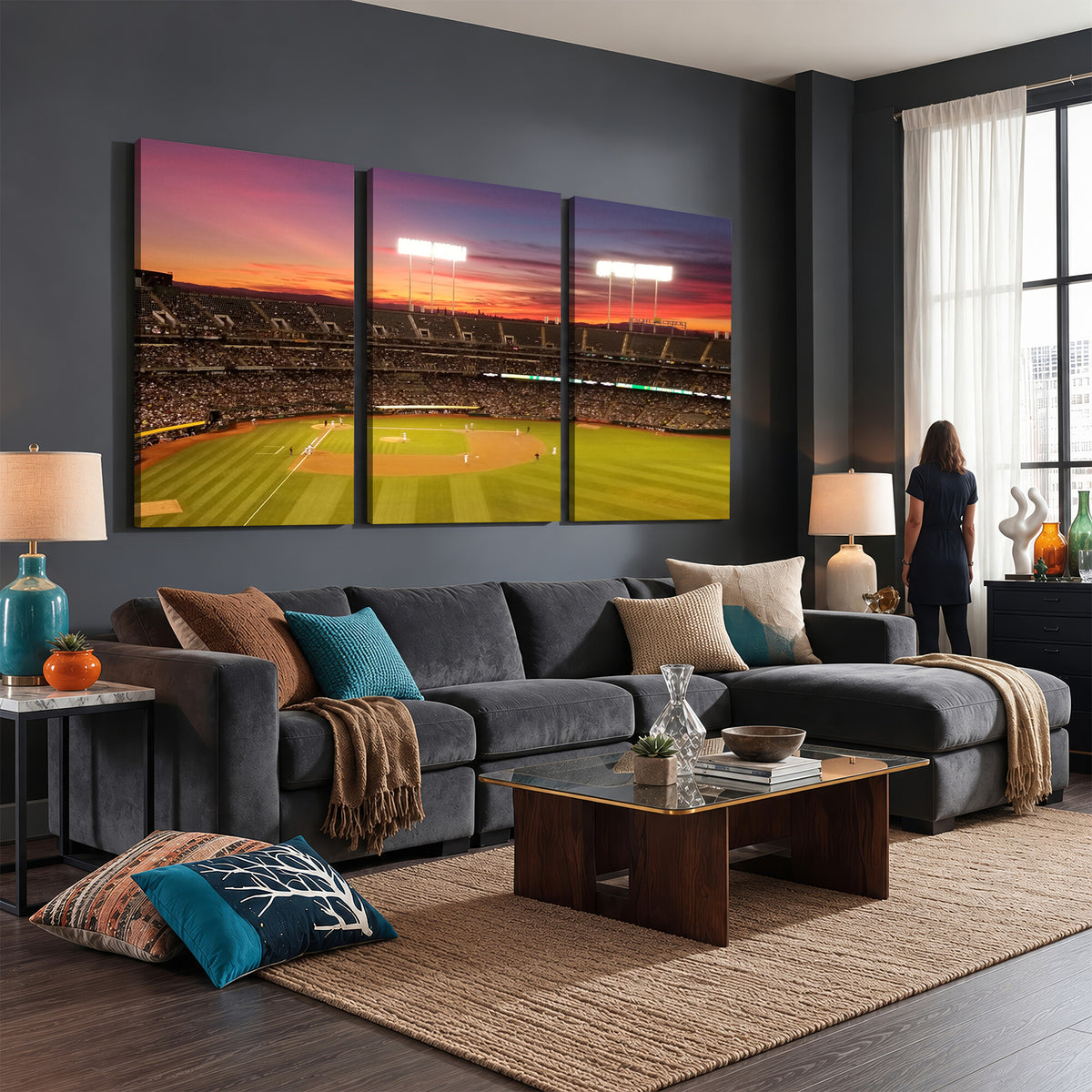 73718-MGV-CV-36X24 - Oakland Athletics Baseball Team Print, Oakland Coliseum